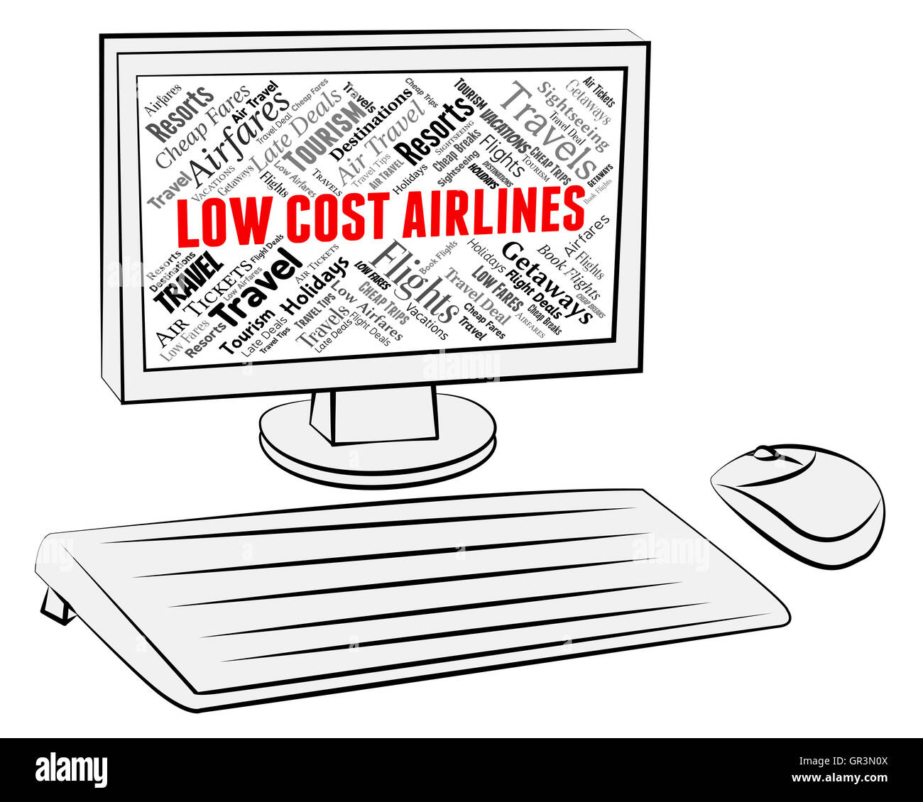Les compagnies aériennes à bas prix et rabais Internet montrant Fly Banque D'Images