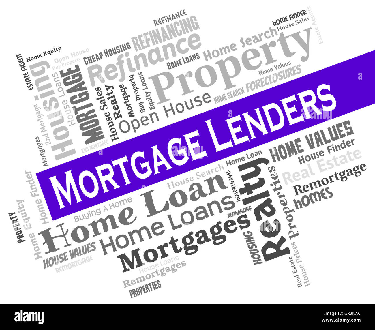 Les prêteurs hypothécaires et prêts Accueil montrant Acheter Banque D'Images
