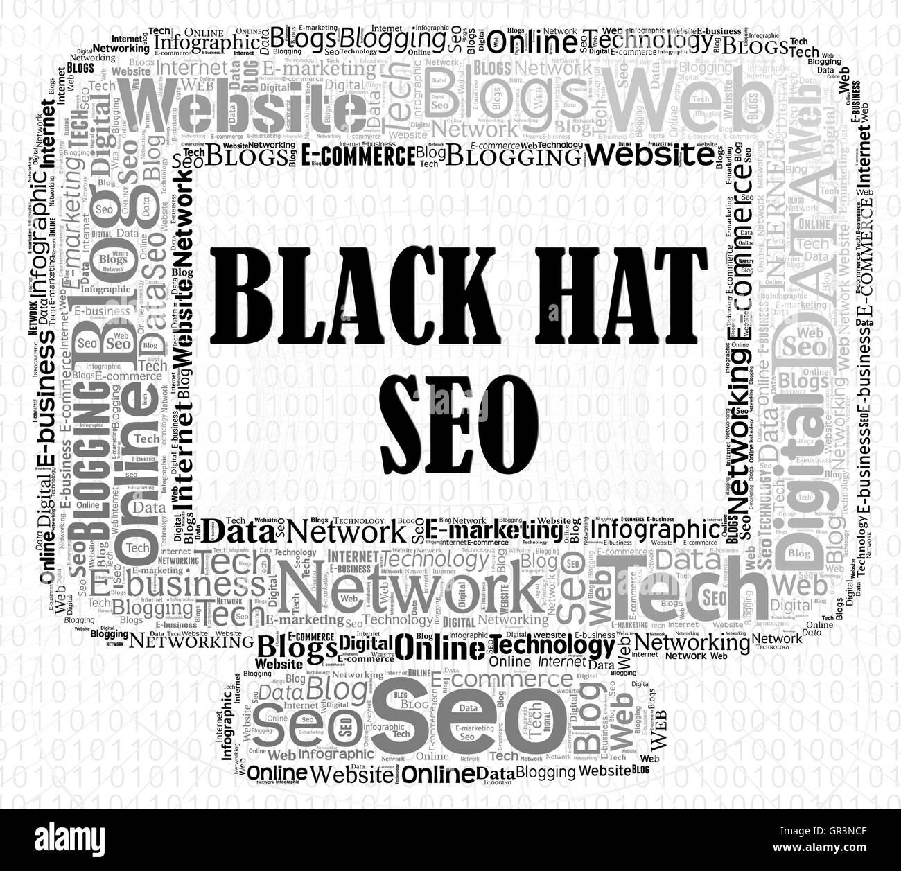 Black Hat SEO et l'optimisation des moteurs de recherche indiquant Banque D'Images
