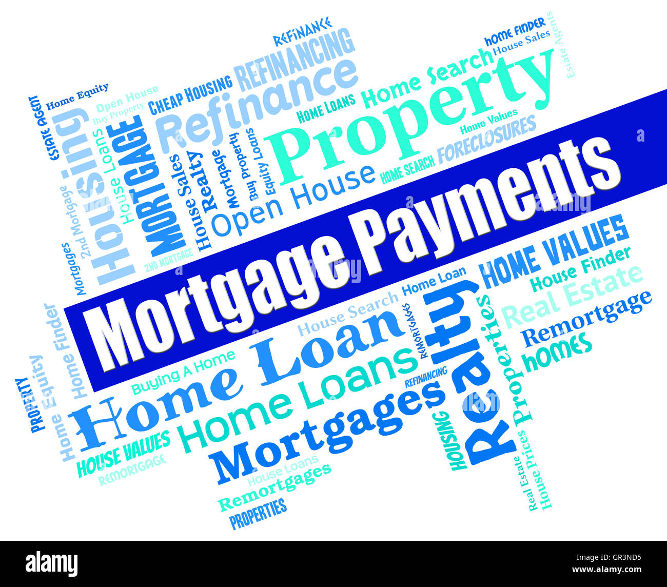 Paiements hypothécaires prêt et l'achat d'accueil indiquant Banque D'Images