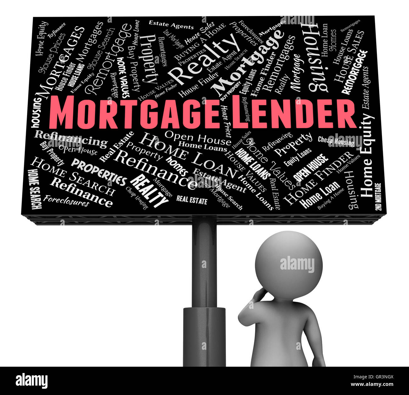 Prêteur hypothécaire et de la dette de prêts d'accueil indiquant Banque D'Images