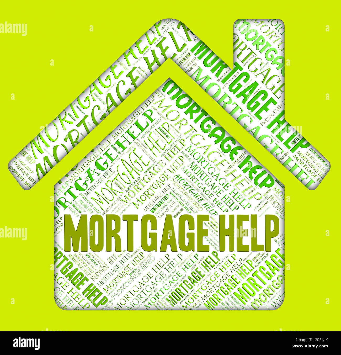 Aide hypothécaire Prêt et des maisons d'accueil indiquant Banque D'Images