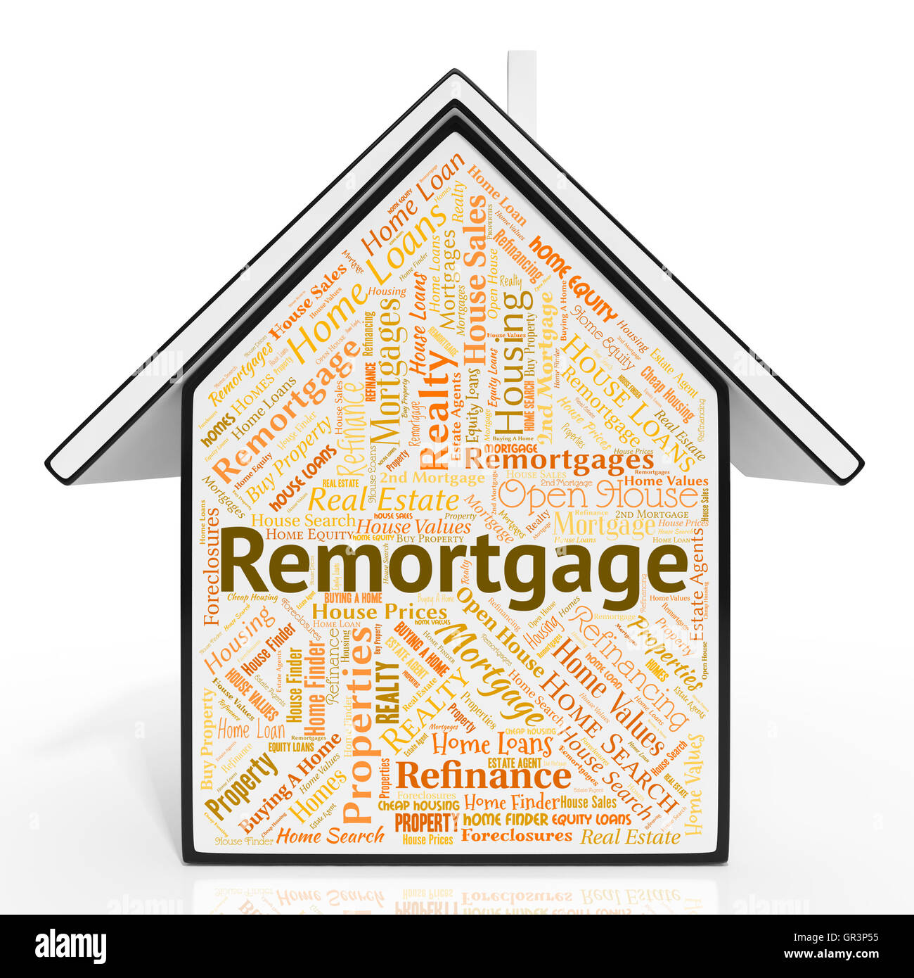 Maison Remortgage indiquant l'Immobilier et finances Banque D'Images