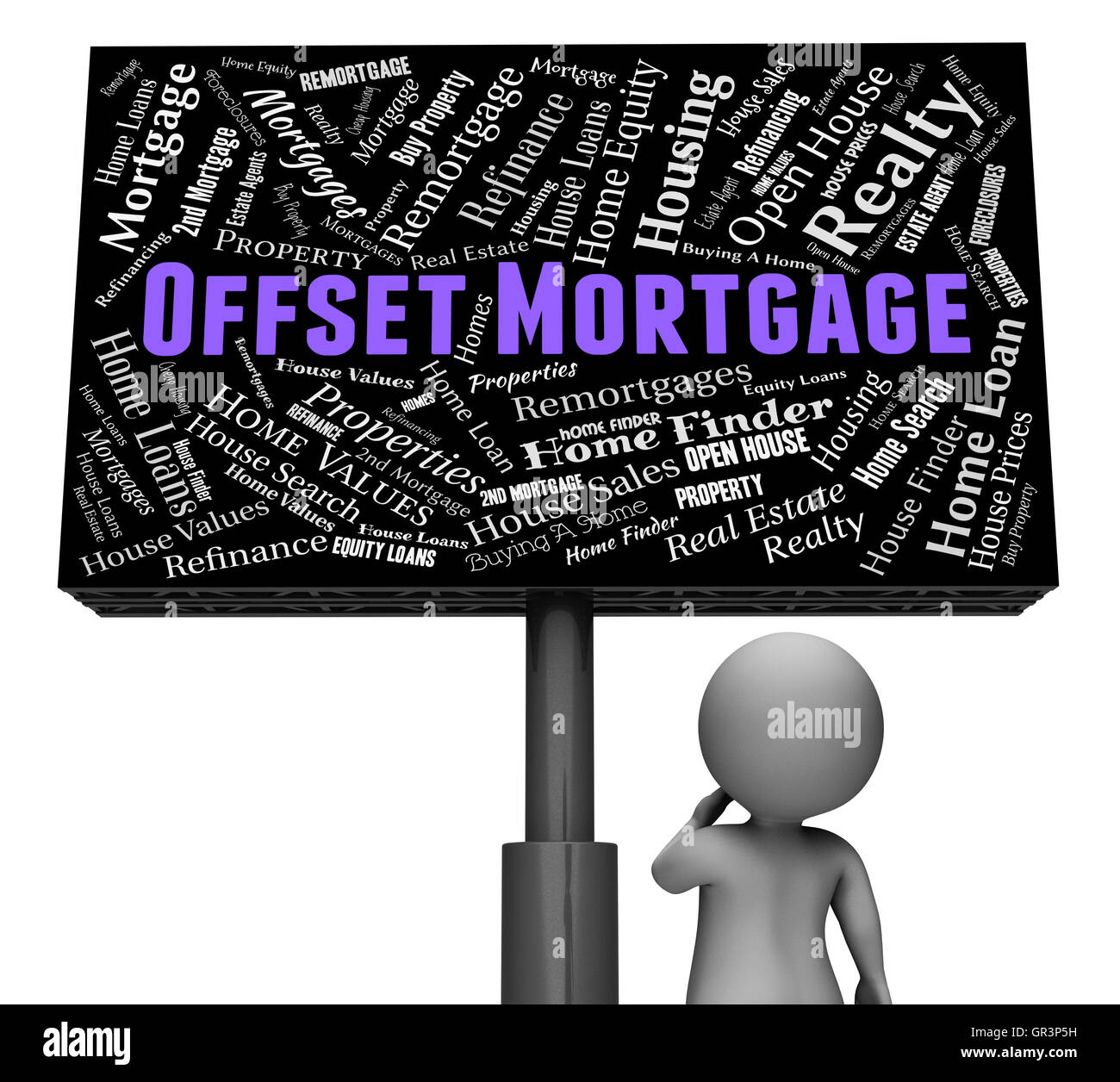 Hypothèques Offset indiquant Home Loan and Finance Banque D'Images