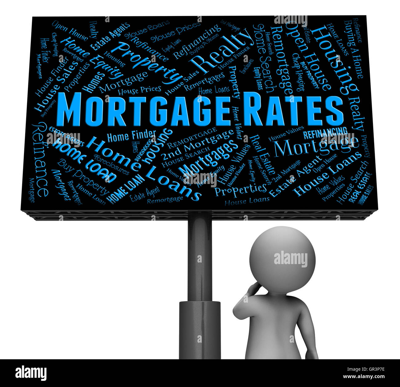 Les taux hypothécaires et prêts prêt d'accueil indiquant Banque D'Images