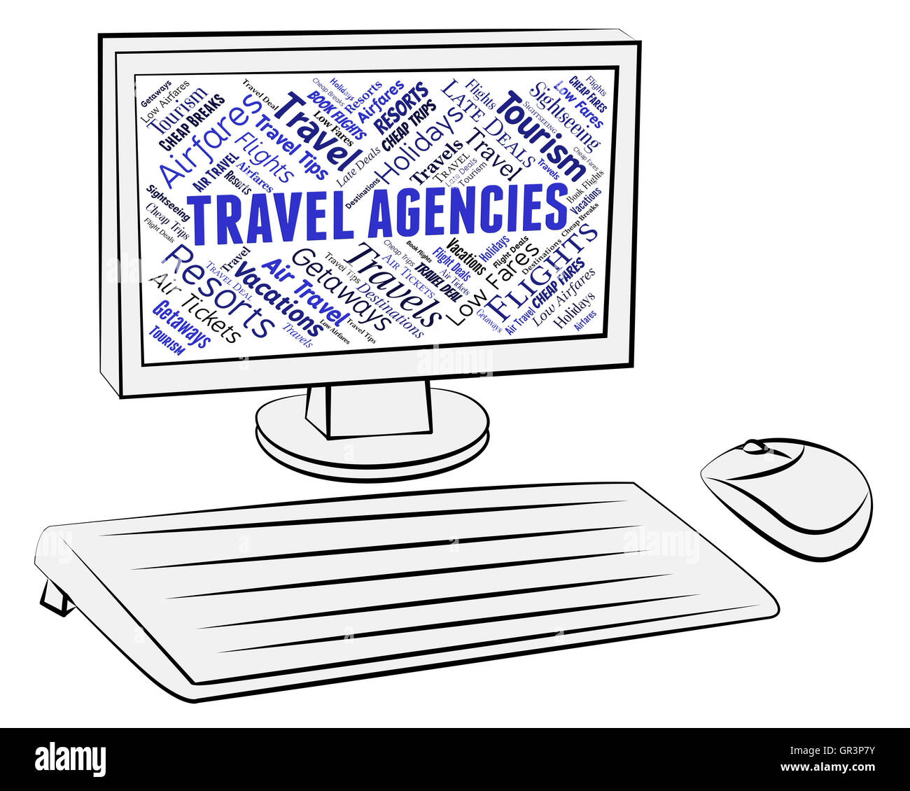 Les agences de voyages et de séjours Internet montrant Banque D'Images