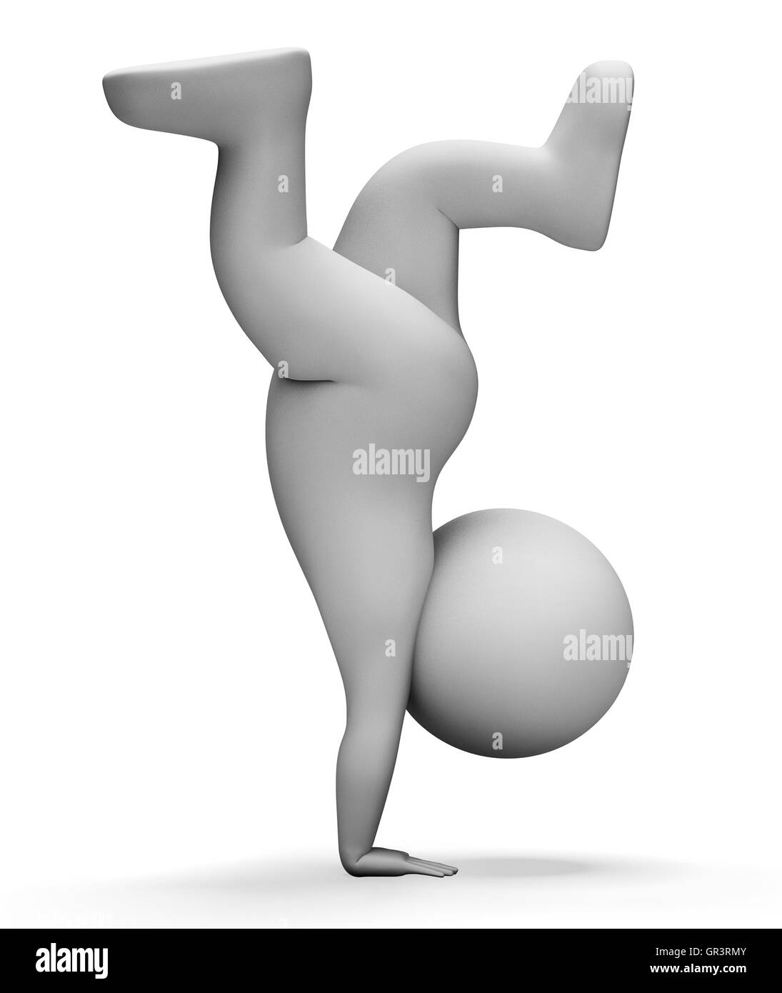 Handstand sens gymnastique sportive à l'envers et le rendu 3D Banque D'Images