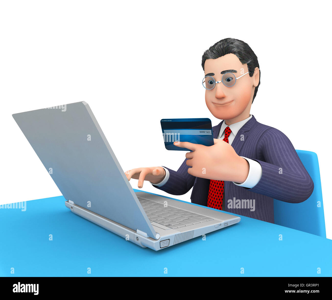 Carte de crédit montrant World Wide Web et de personne d'affaires le rendu 3D Banque D'Images