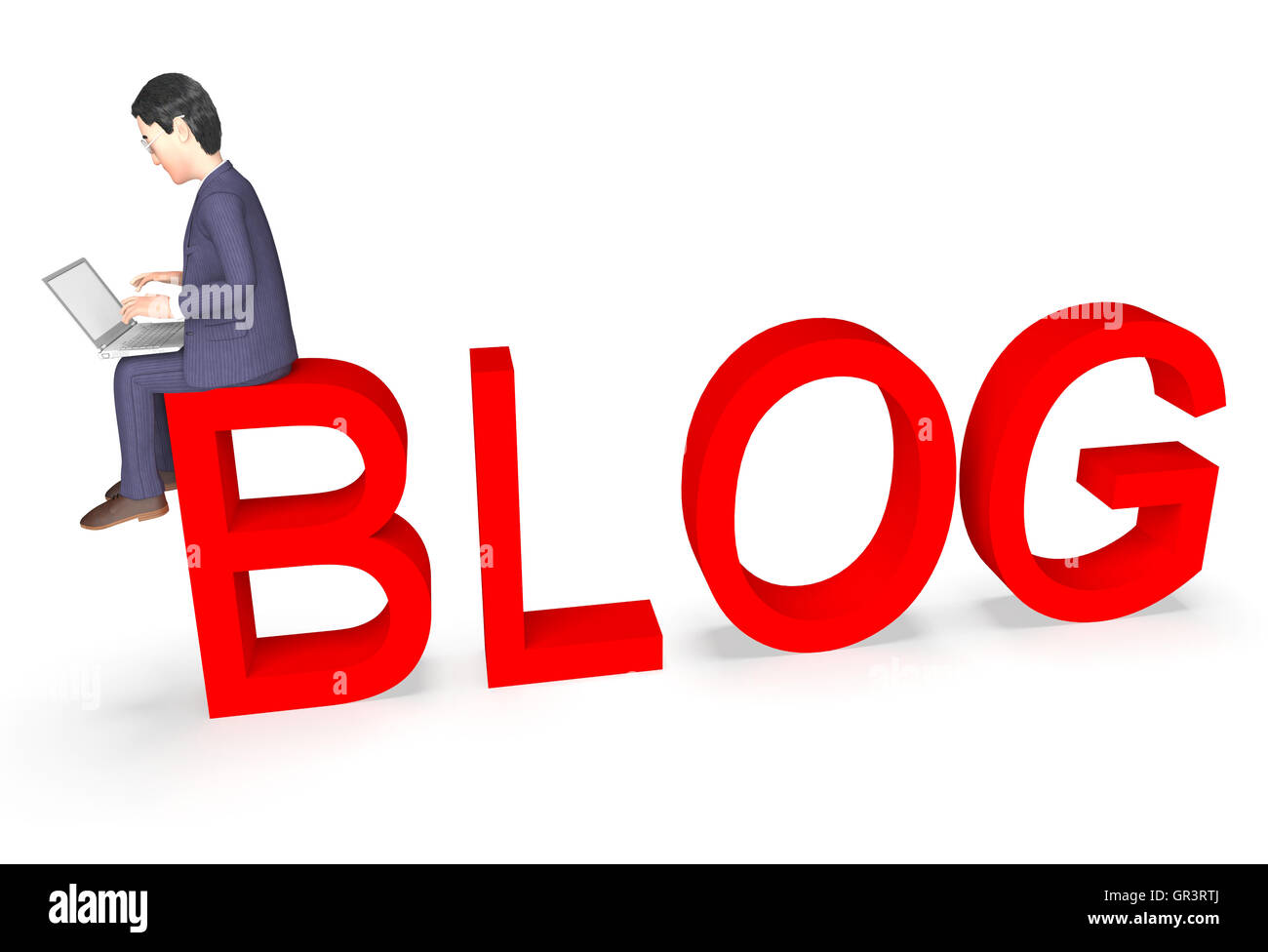 Businessman Blog signifiant World Wide Web et le site Web de rendu 3D Banque D'Images