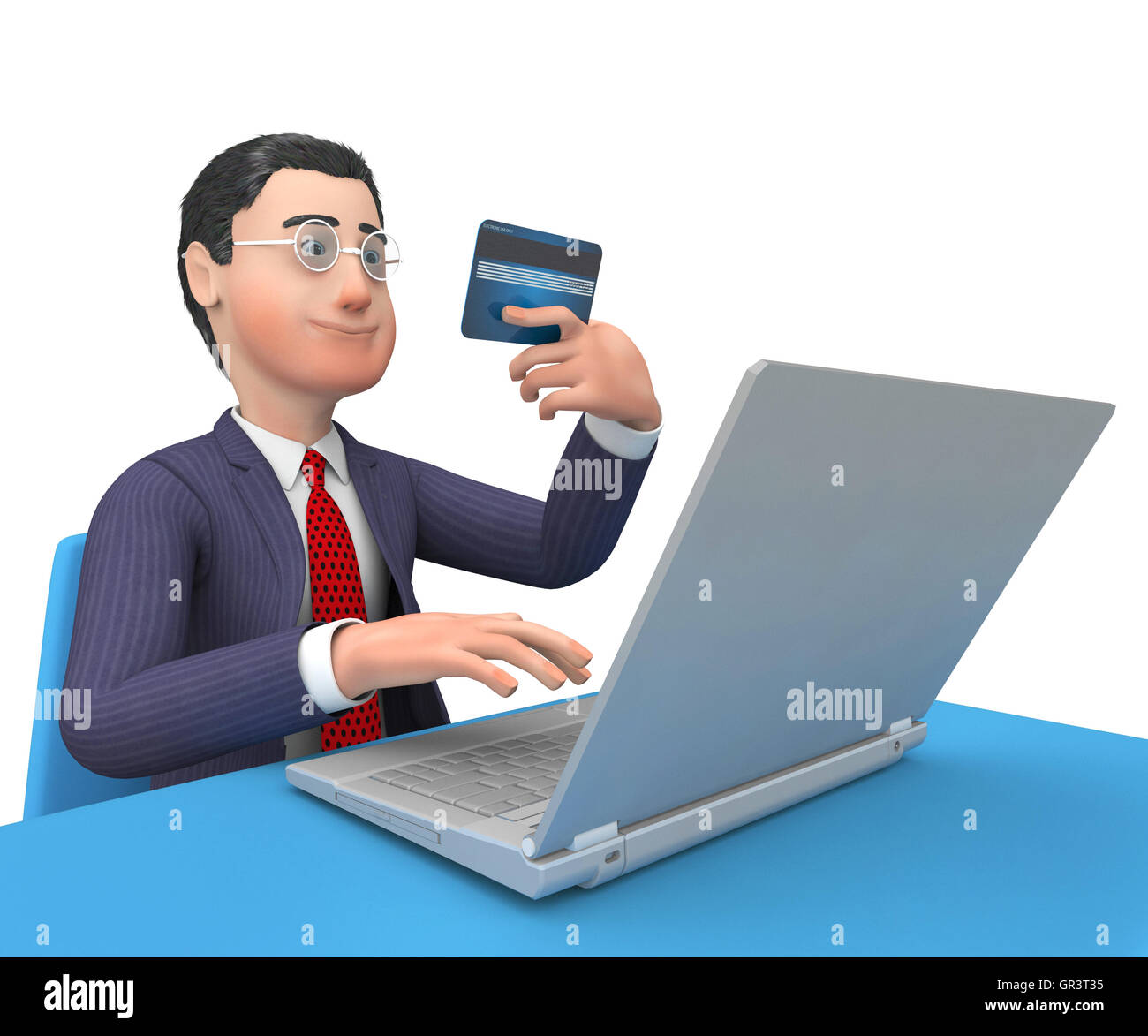 Carte de crédit représentant World Wide Web et de personne d'affaires le rendu 3D Banque D'Images