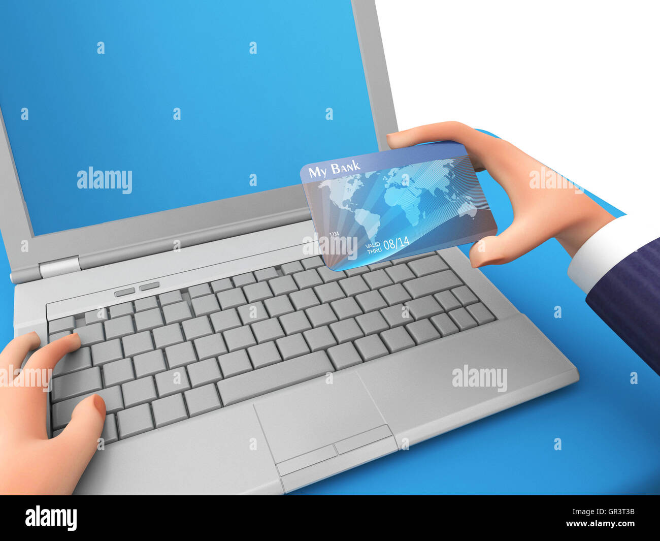 Carte de crédit qui signifie World Wide Web et de personne d'affaires le rendu 3D Banque D'Images