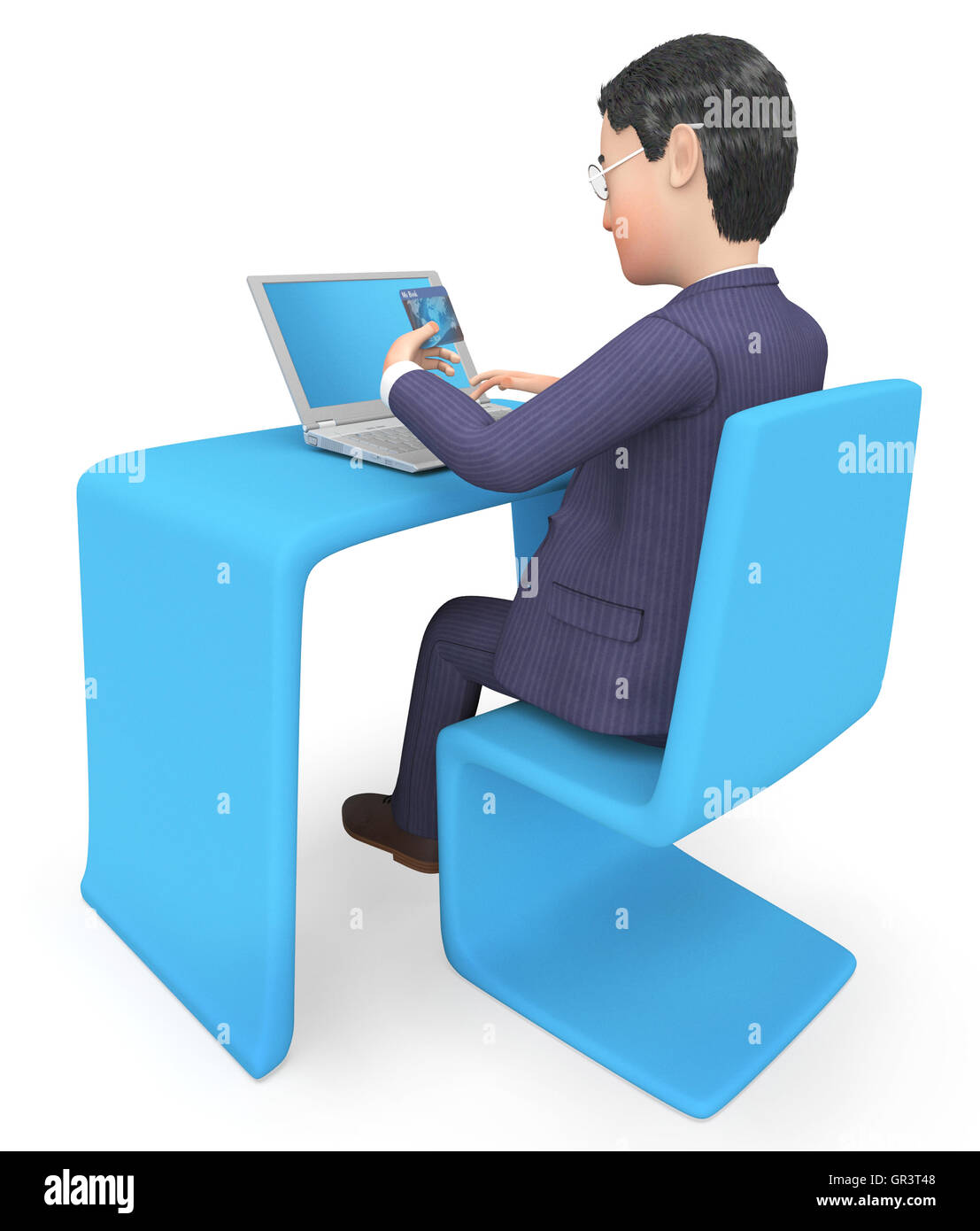 Carte de crédit qui signifie World Wide Web et de personne d'affaires le rendu 3D Banque D'Images