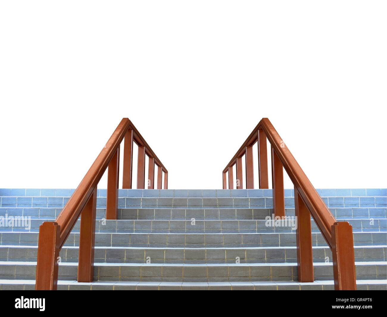 Escalier avec balustrade de bois Banque D'Images