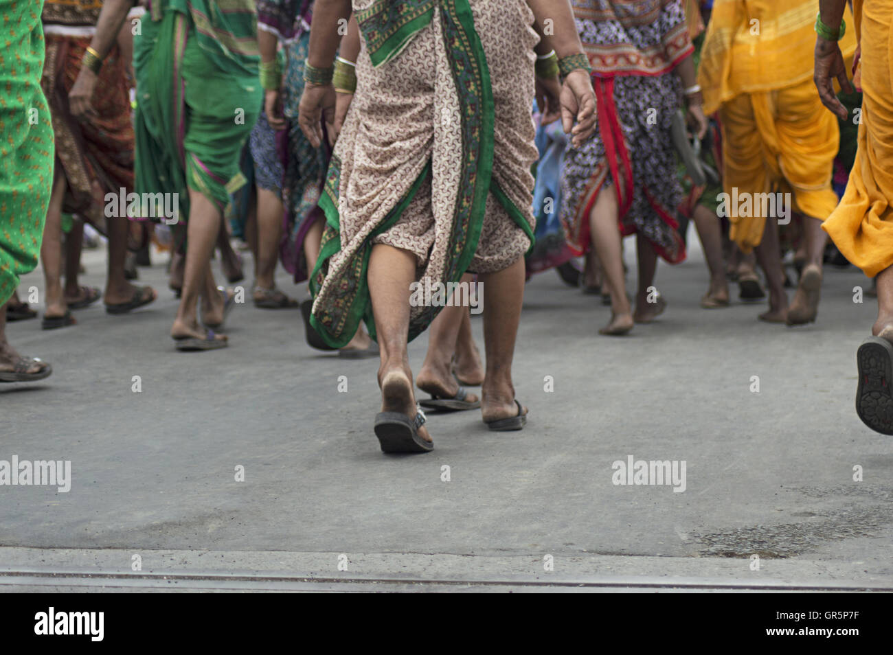 Pèlerins ou warkari à Pandarpur yatra, Maharashtra, Inde Banque D'Images