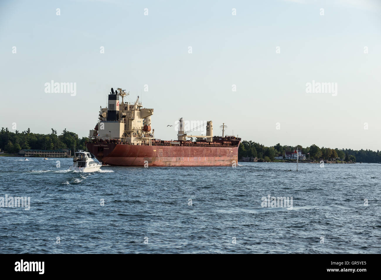 Un grand cargo sur la Voie maritime du Saint-Laurent Banque D'Images