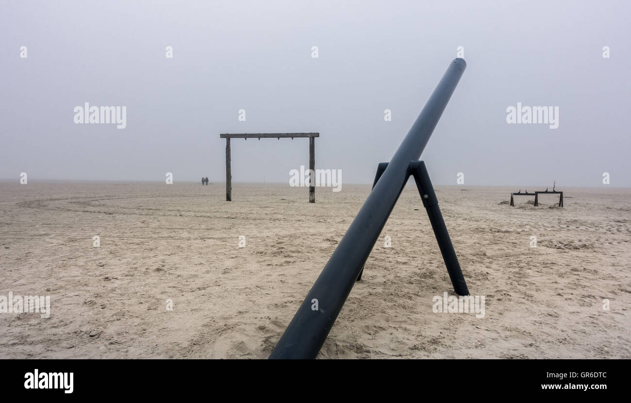 Brouillard sur la plage Banque D'Images