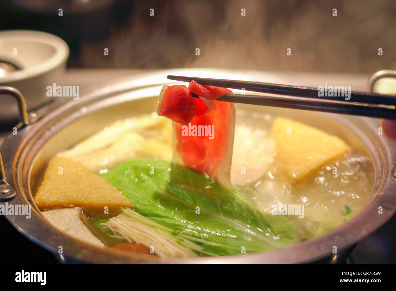 Sur un boeuf hot pot chinois Banque D'Images