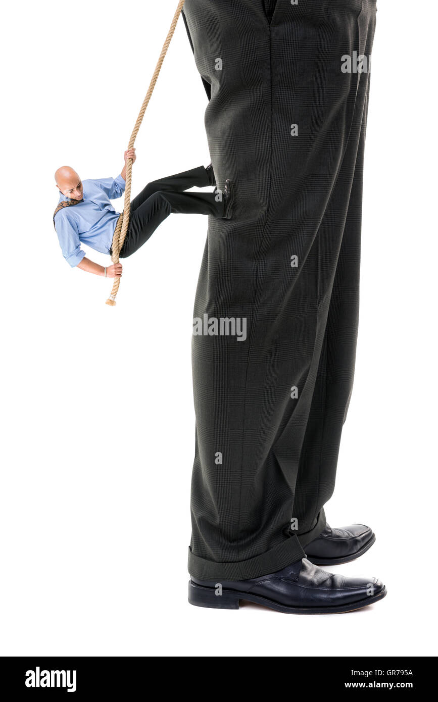 Petite entreprise grande entreprise d'escalade de la jambe du joueur Banque D'Images