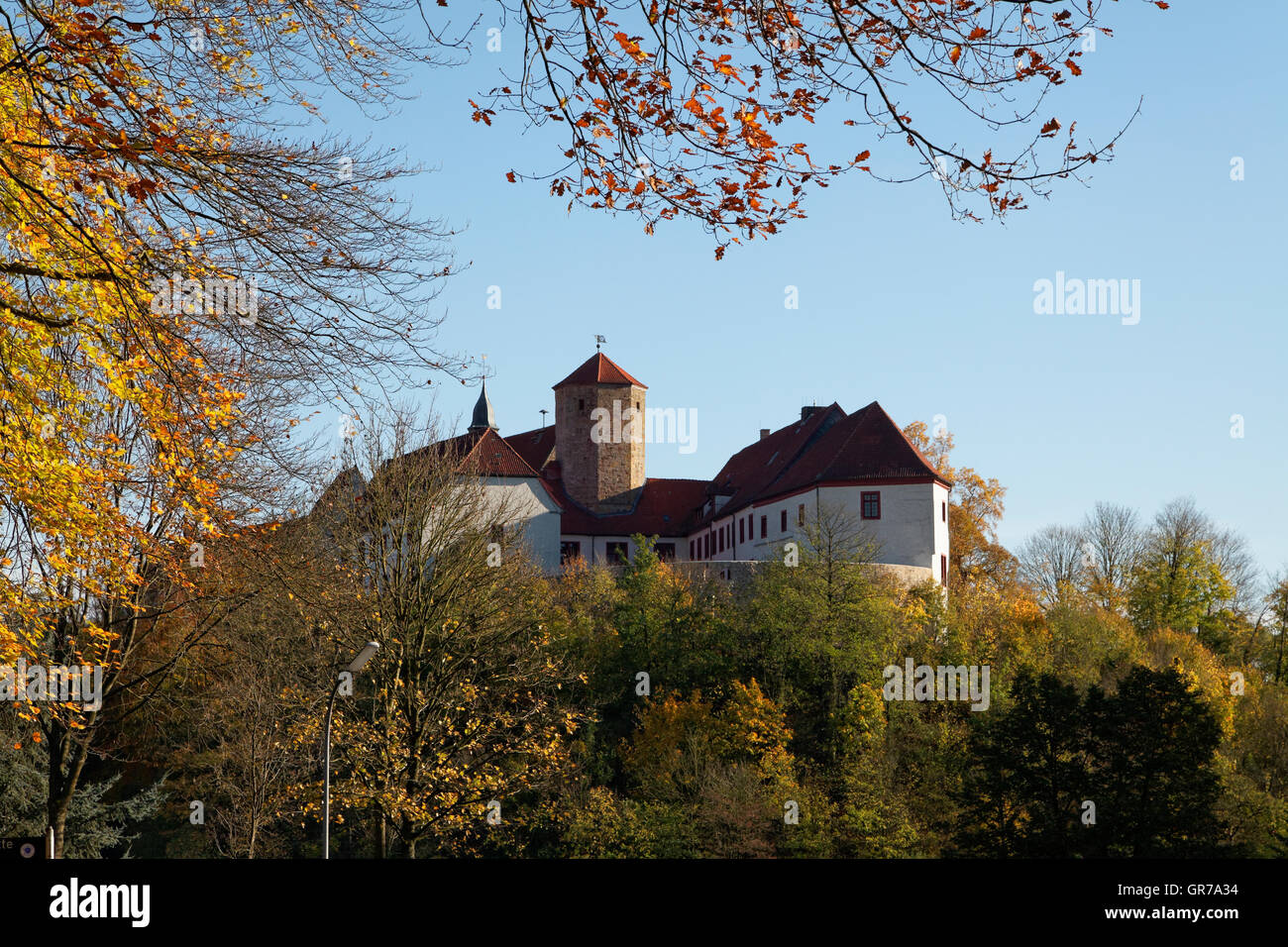 En automne le château de Bad Iburg, Osnabruecker Pays, Basse-Saxe, Allemagne Banque D'Images