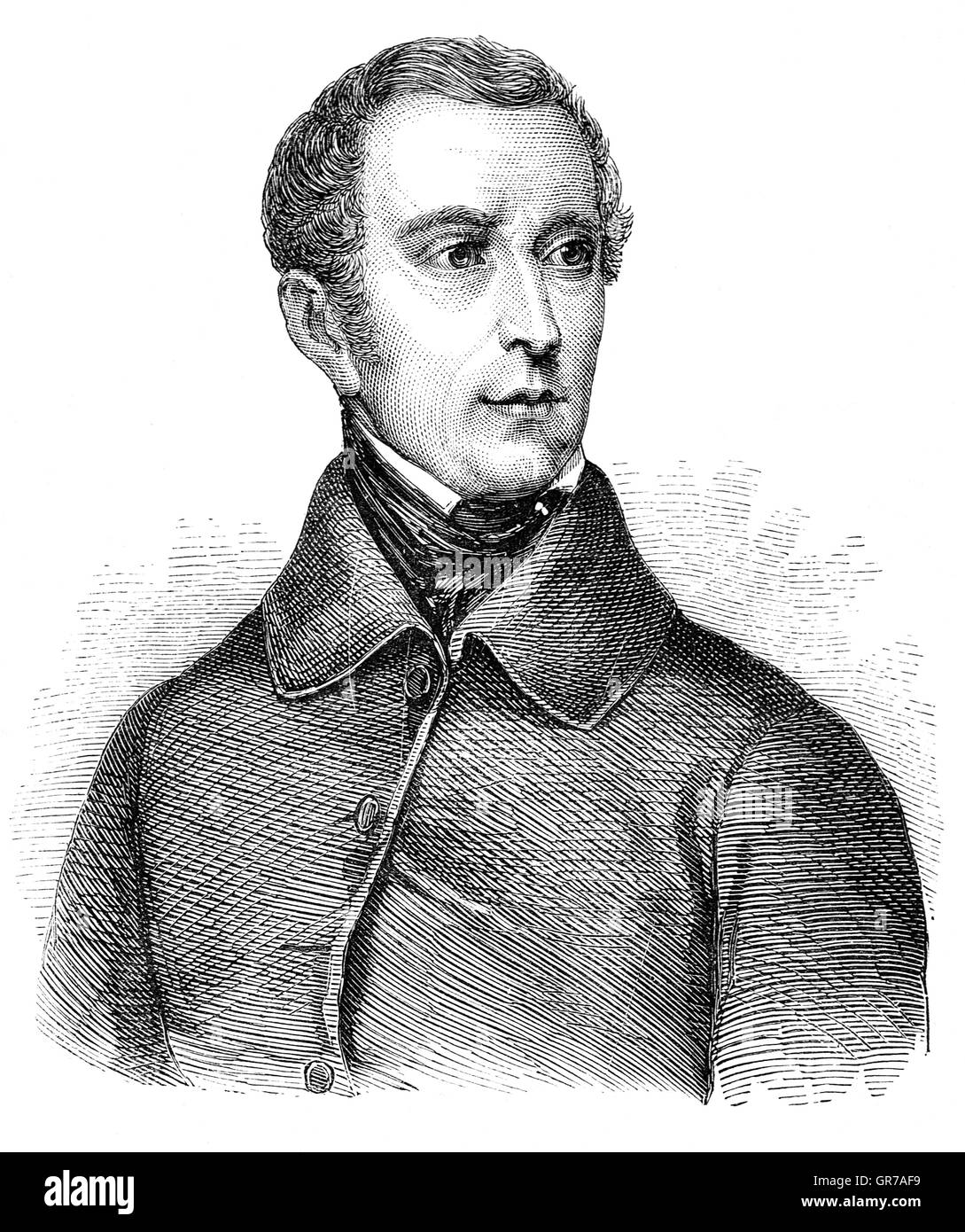 Alphonse Marie Louis de Prat de Lamartine, Chevalier de Pratz (1790 - 1869), était un écrivain français, poète et homme politique qui a joué un rôle déterminant dans la fondation de la Deuxième République et la poursuite de la tricolore comme le drapeau de la France. Banque D'Images