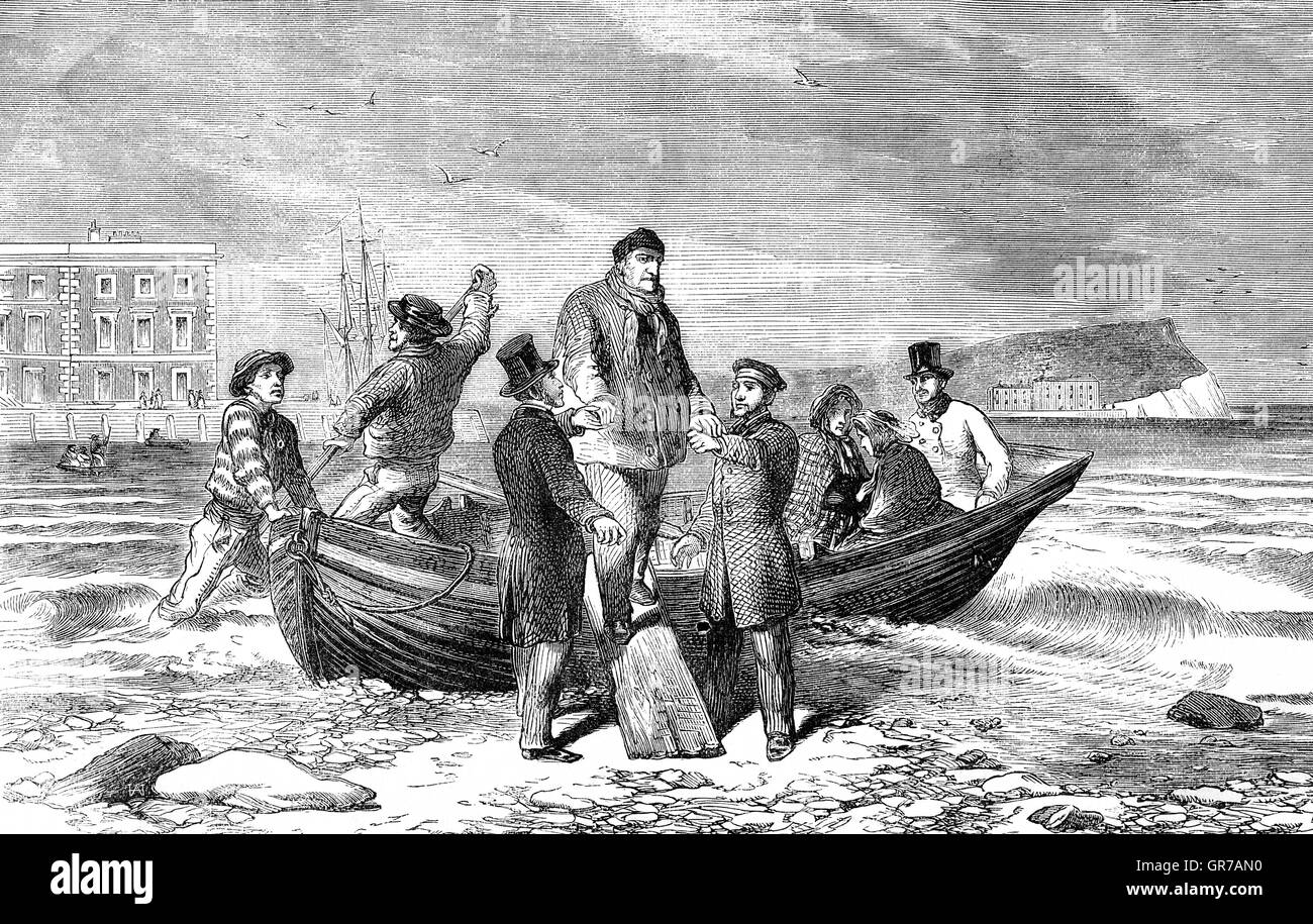 Louis Philippe I (1773 - 1850), Roi des Français de 1830 à 1848 en tant que chef de l'Orléaniste partie arrivant en Angleterre. Sa popularité s'est évanoui à mesure que les conditions économiques en France s'est détériorée en 1847, et il a été forcé d'abdiquer après le déclenchement de la Révolution française de 1848. Il s'enfuit en Angleterre où il a vécu toute sa vie en exil en Grande-Bretagne. Banque D'Images