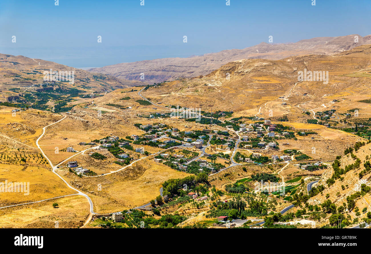 Paysage jordanien comme vu de Al-Karak Banque D'Images