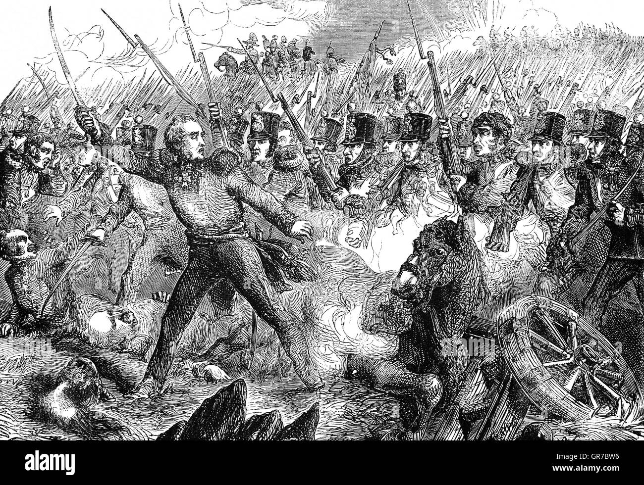 La bataille de l'Alma (20 septembre 1854), qui est habituellement considérée comme la première bataille de la guerre de Crimée et a eu lieu juste au sud de la rivière Alma en Crimée. Une force anglo-français de Jacques Leroy de Saint Arnaud et FitzRoy Somerset, 1er baron Raglan défait général Aleksandr Sergueïevitch Menchikov's armée russe, qui a perdu près de 6 000 troupes. Banque D'Images