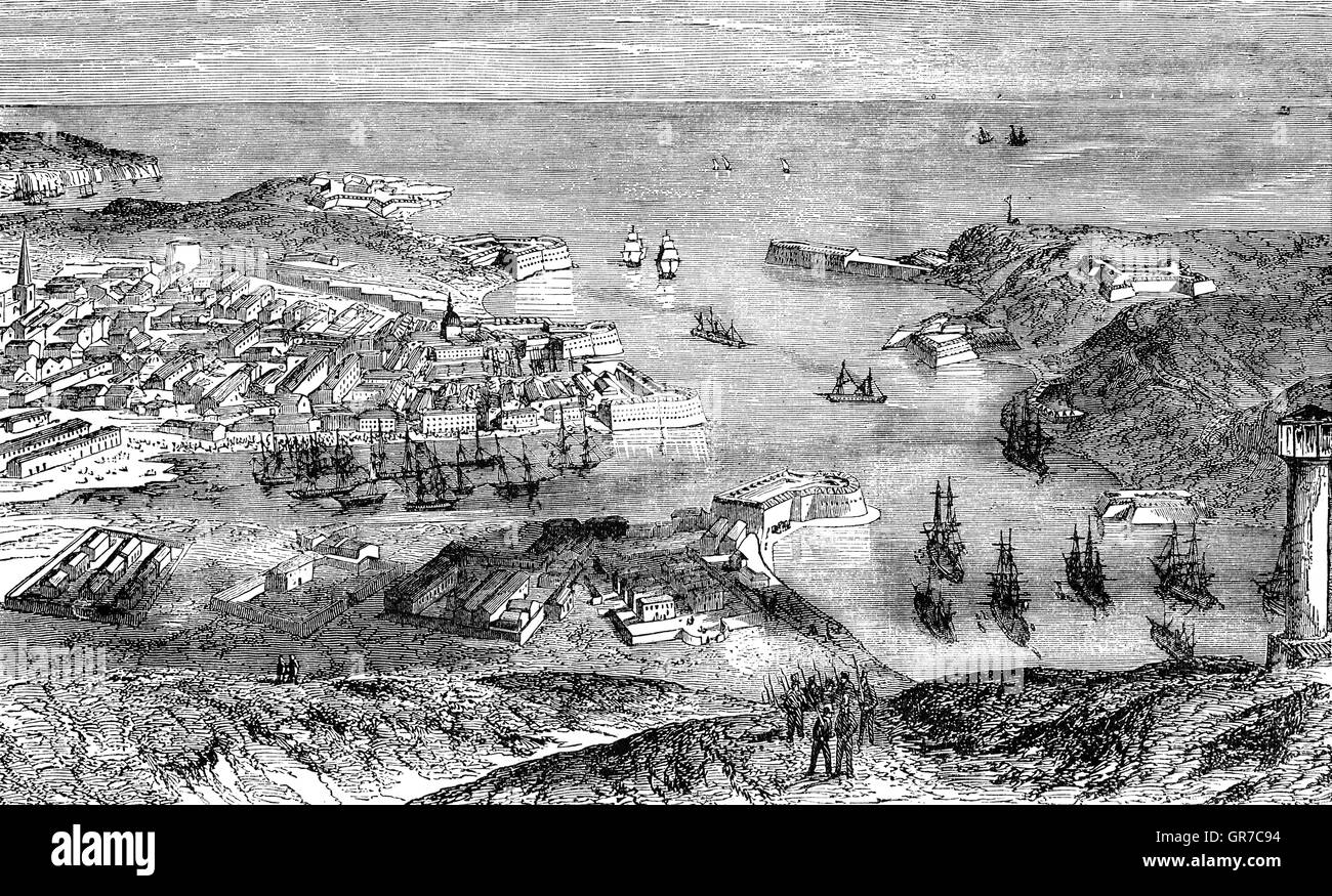 Sébastopol ou traditionnellement Sebastopo est une ville de la région sud-ouest de la péninsule de Crimée sur la mer Noire, c'est le site d'un siège de 11 mois menée par les Britanniques, les Français, sarde, et de troupes turques en 1854-5 au cours de la guerre de Crimée. Banque D'Images