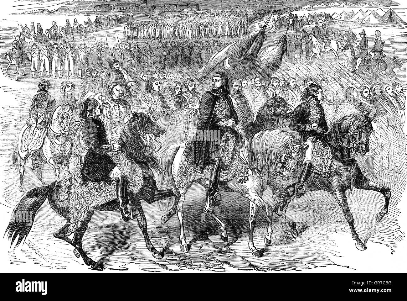 Les troupes turques sur le mois de mars au cours de la guerre de Crimée. Banque D'Images