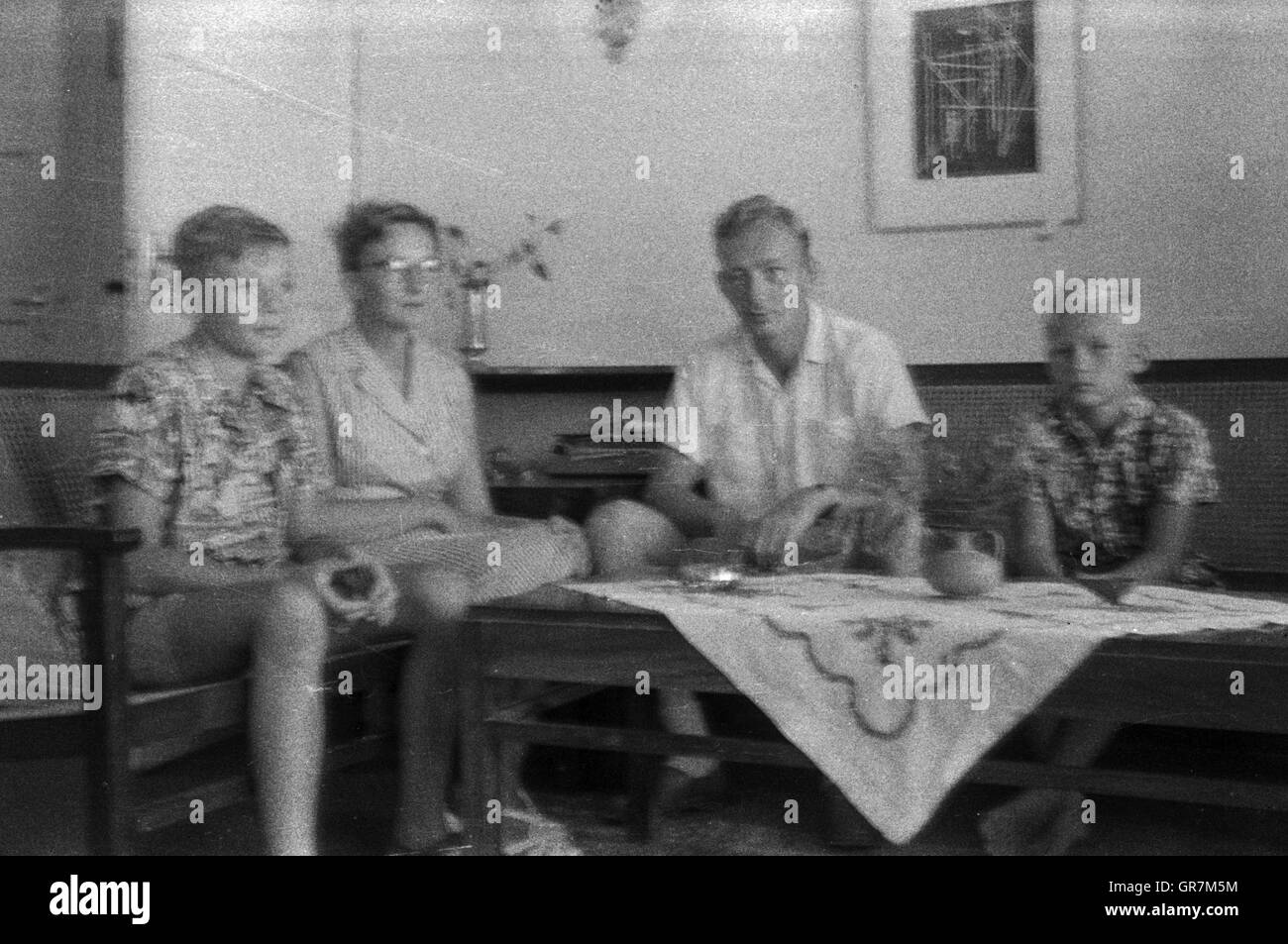 Famille 1960 Bw Banque D'Images