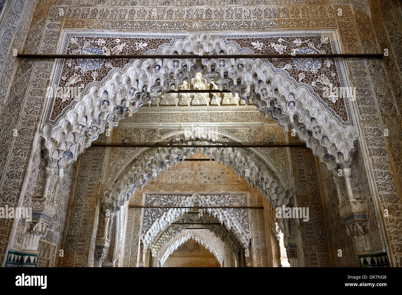 Arabesque mauresque, Palacios Nazaries, Alhambra, Granada, Espagne Banque D'Images