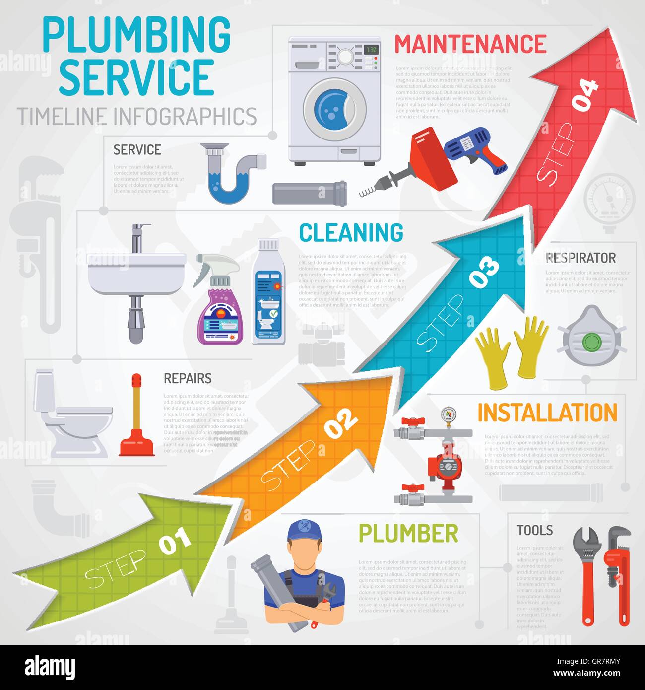 Plomberie Montage Infographie Illustration de Vecteur