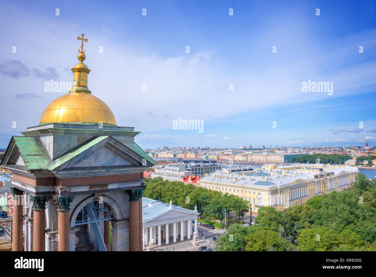 Vue aérienne de St Petersbourg à partir de la cathédrale St Isaac, Russie Banque D'Images