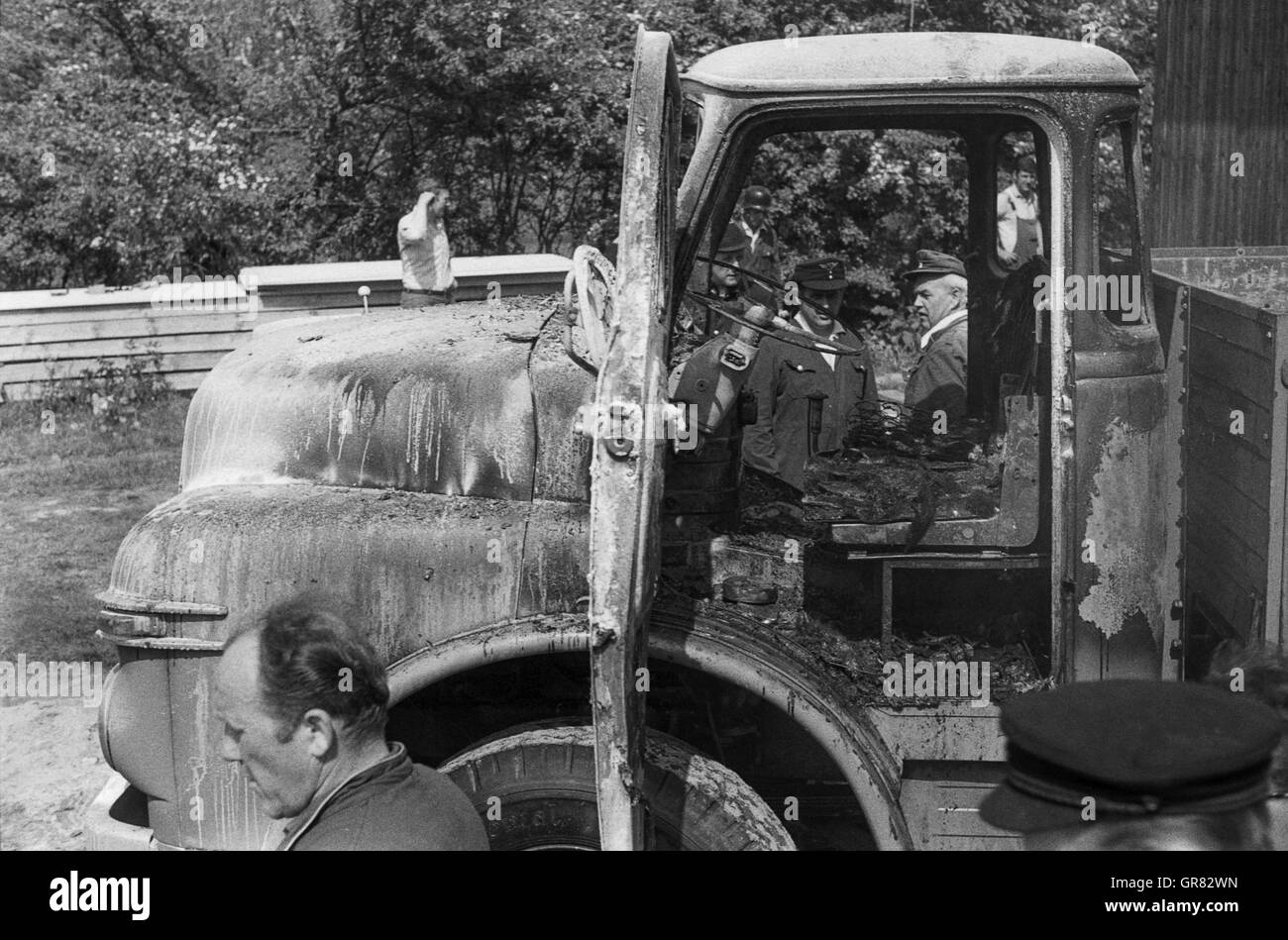 Les dommages causés par l'incendie chariot Bw 1970 Banque D'Images