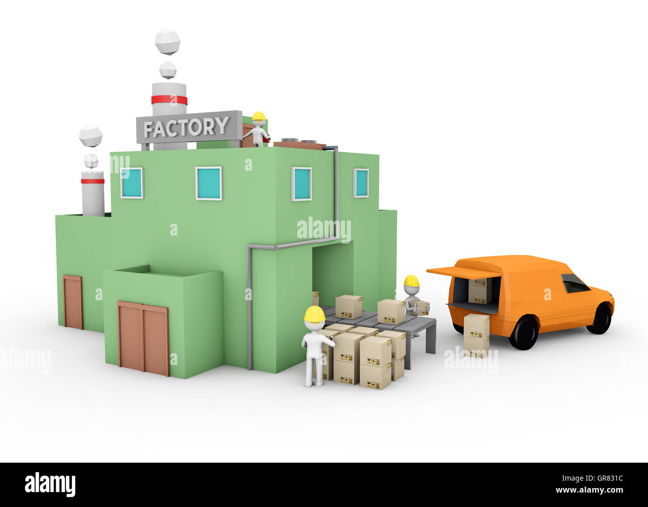 Le rendu 3D d'une usine de polyéthylène basse isolée Banque D'Images