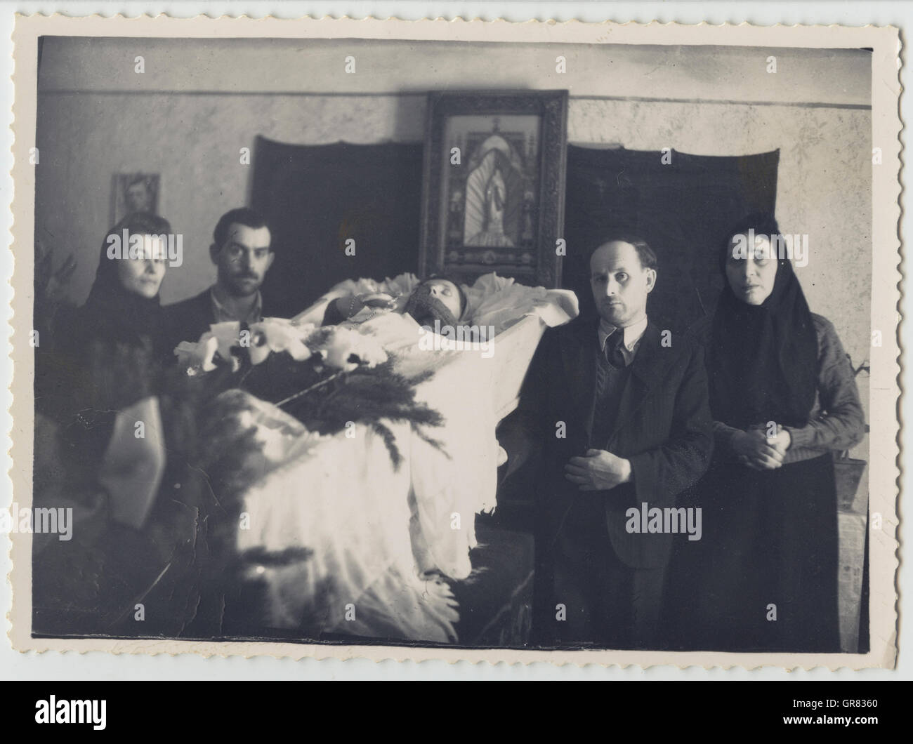 Lit de mort Bw Banque D'Images