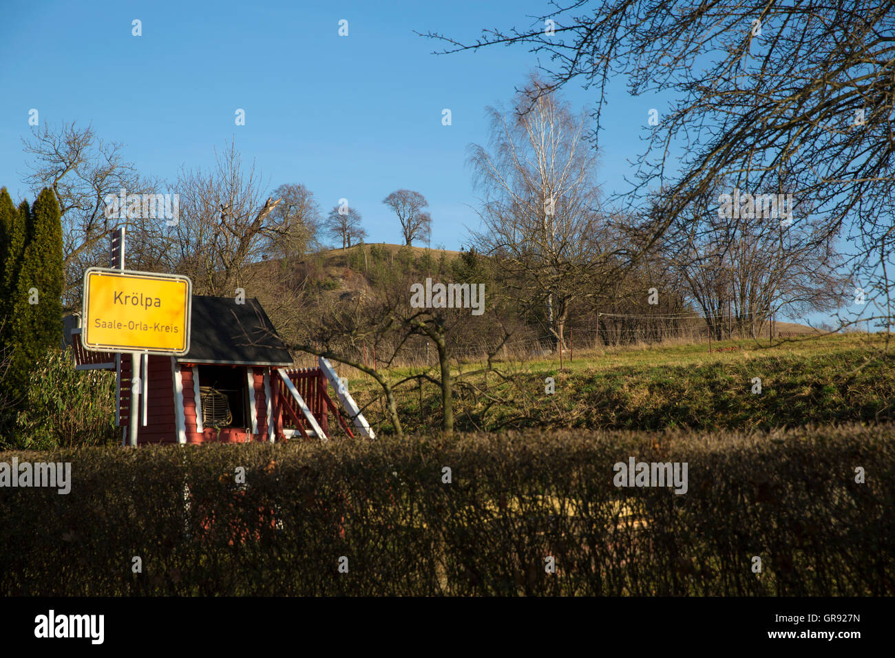 Panneau d'entrée locale un village de Thuringe, Allemagne Banque D'Images