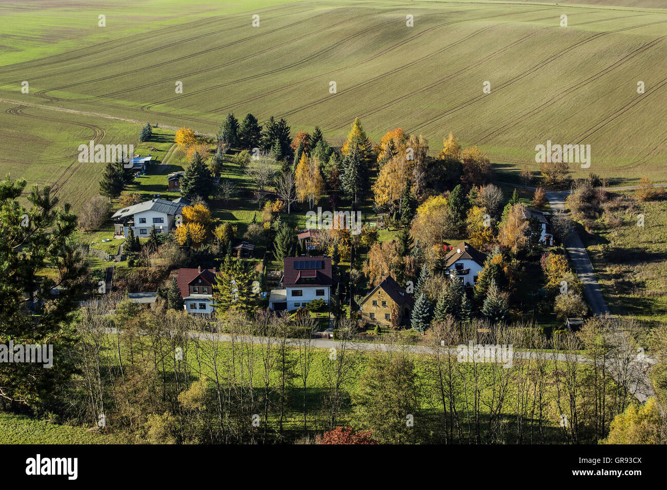 Paysage d'automne à Pößneck, Thuringe, Allemagne, Europe Banque D'Images