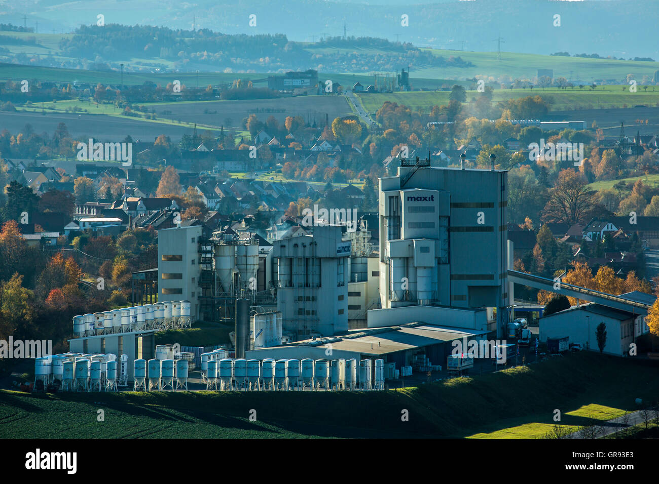 L'usine de matériaux de construction en Maxit Krölpa, Thuringe, Allemagne, Europe Banque D'Images