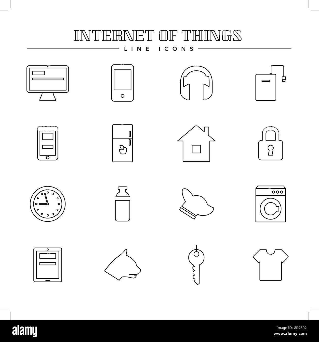 Internet des objets et smart home, line icons set Illustration de Vecteur
