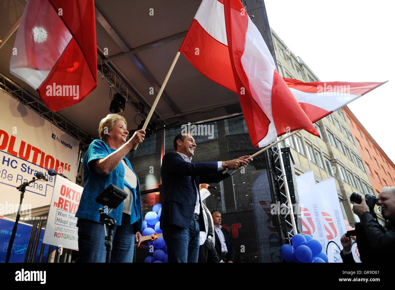 Campagne électorale du FPÖ de Vienne avec Ursula Stenzel et Hc Strache Banque D'Images