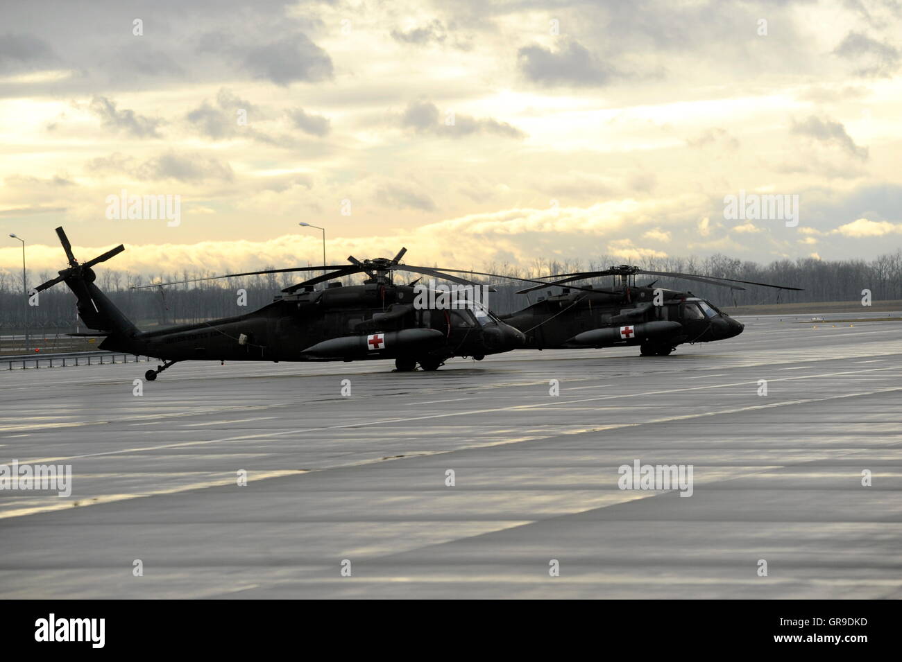United States Army, Blackhawk Hélicoptère de transport à l'Aéroport International de Vienne Banque D'Images