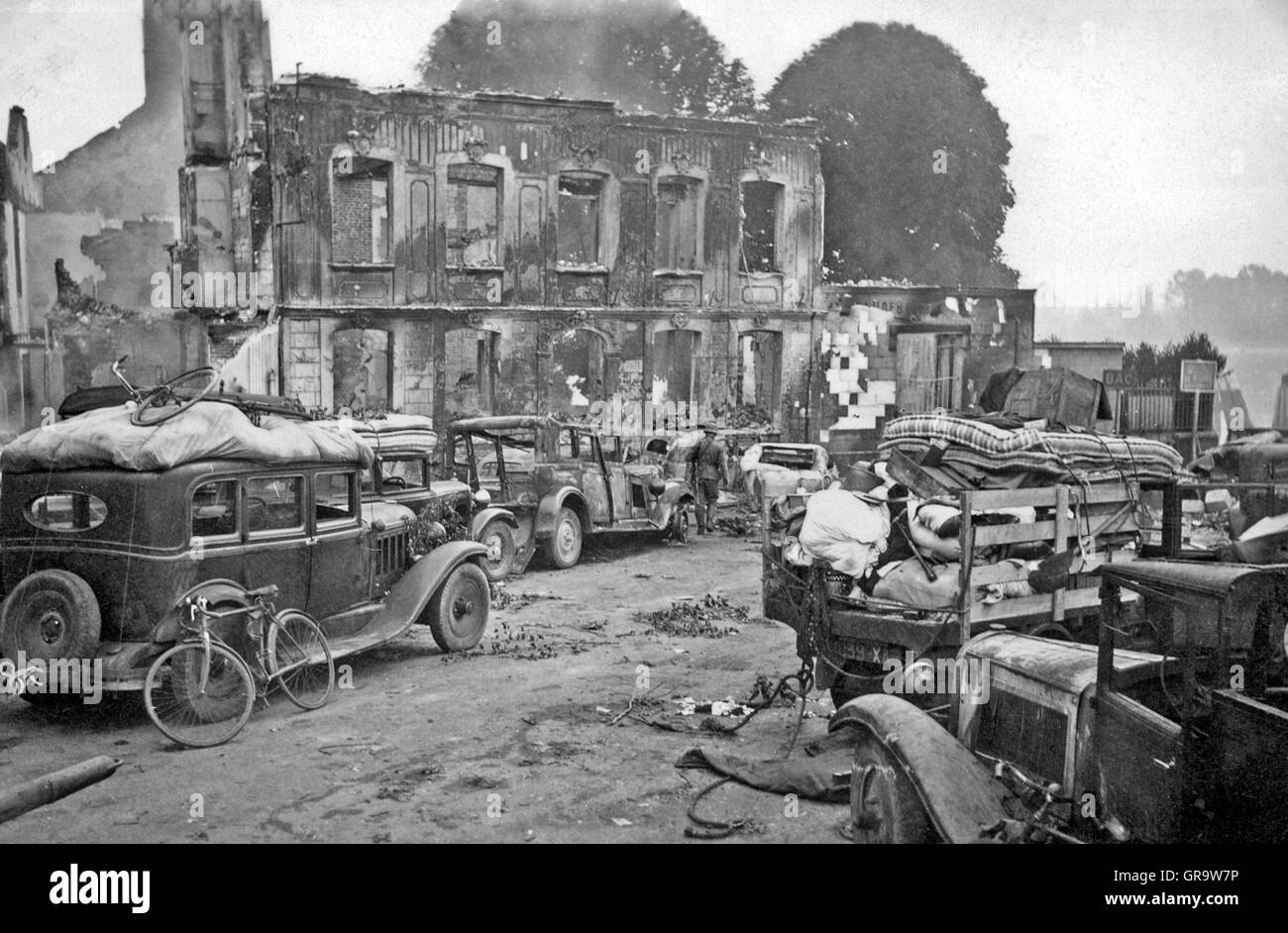 La destruction dans la Deuxième Guerre mondiale, en 1940 en Belgique Banque D'Images