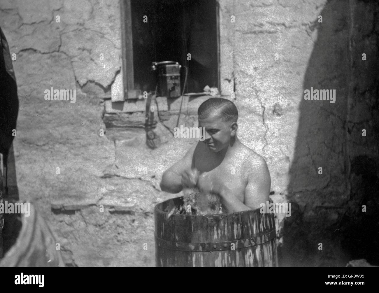 Soldat allemand en 1942 en Russie lors de l'echelle Banque D'Images