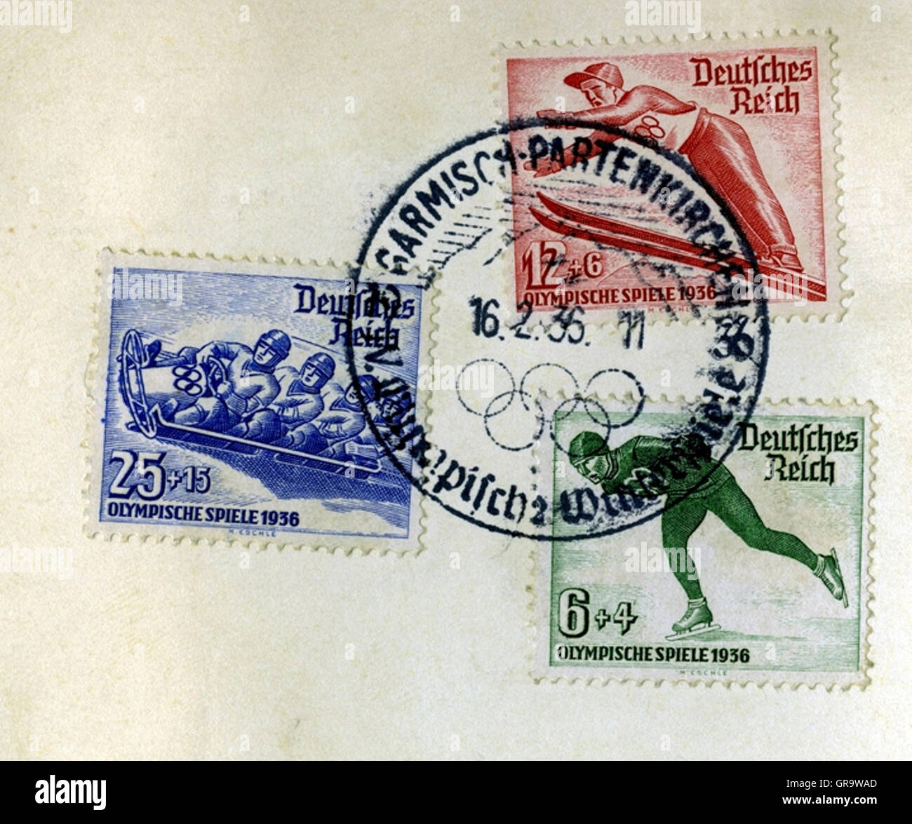 Timbre olympique allemande 1936 Banque D'Images