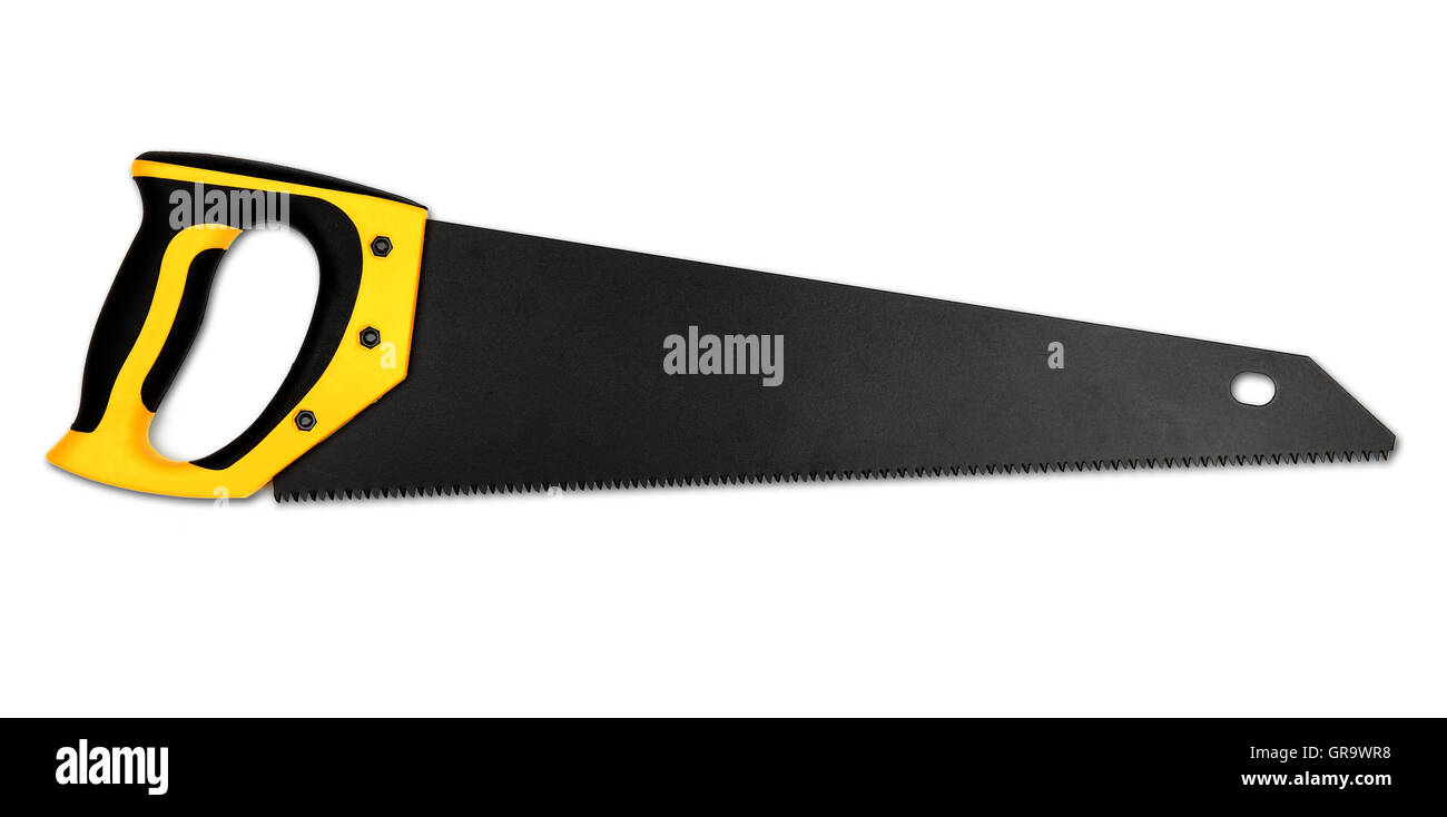 Scie à main isolé sur fond blanc Banque D'Images