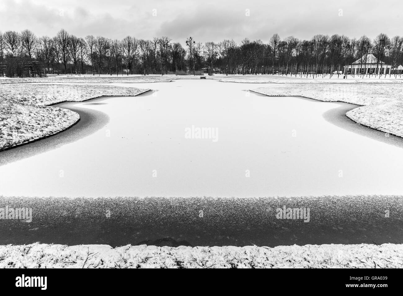 Schlosspark Schwerin Mecklenburg-Vorpommern, Allemagne à l'hiver Banque D'Images