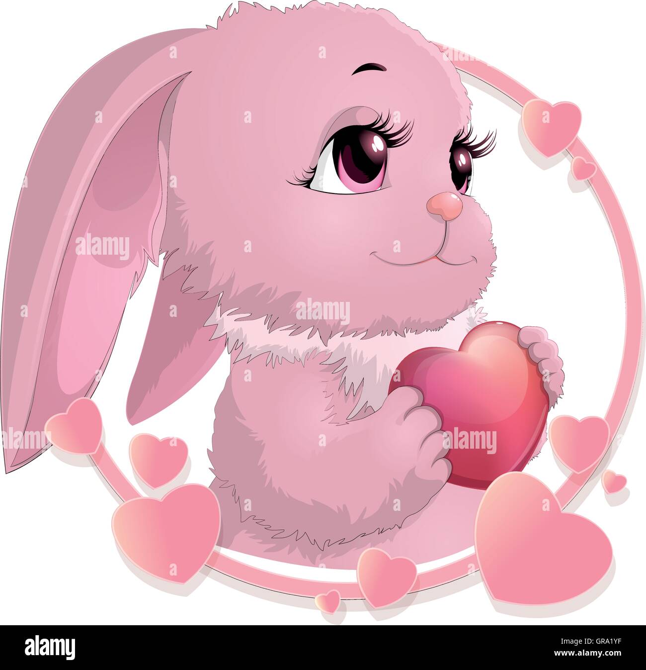 Entouré de coeurs de lapin Illustration de Vecteur