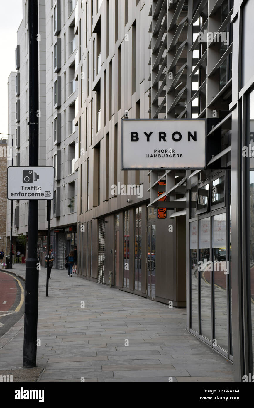 Byron hamburgers, Shoreditch, Londres, août 2016 Banque D'Images