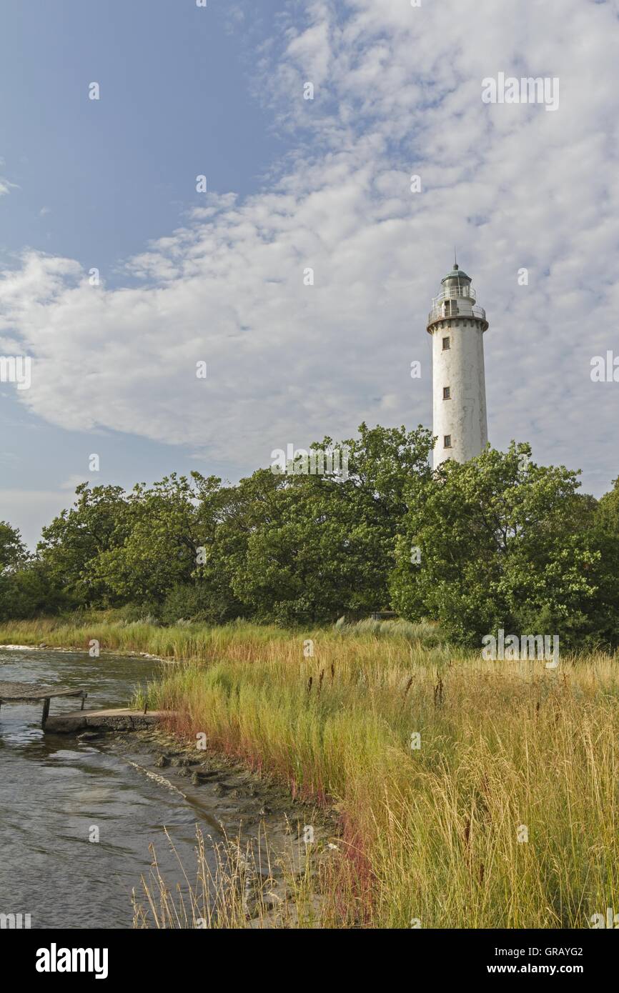 Erik Lange phare à la pointe nord de Öland, Suède, à la Réserve Naturelle Trollkogen Banque D'Images